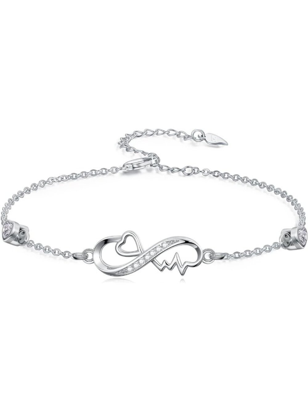 925 Sterling Silver & 14K Gold Plated Infinity Heart Bracelet for Women